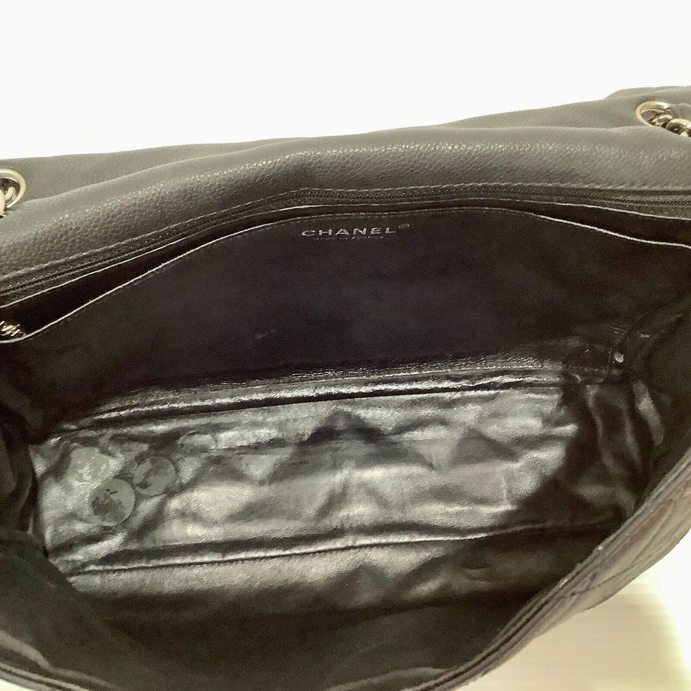 CHANEL MAXI Black Caviar Classic Single Flap Handbag SHW Shoulder Bag - Picture 13 of 16